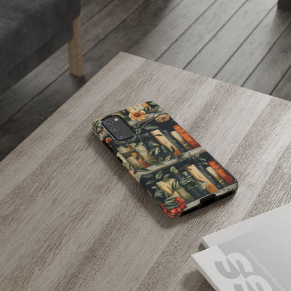 Cozy Bookshelf & Floral Tough Phone Case – Protective & Aesthetic for Book Lovers