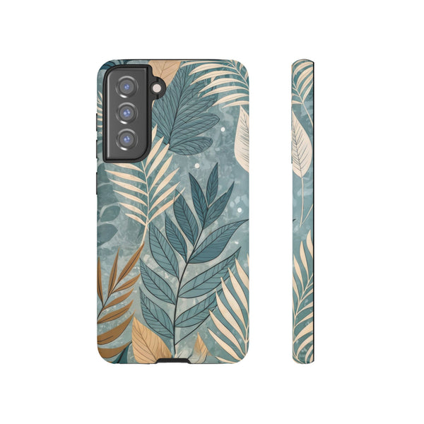 Blue Boho Leaves Tough Case