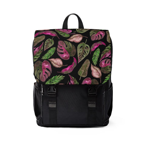 Pink & Blank Tropical Leaves - Shoulder Backpack
