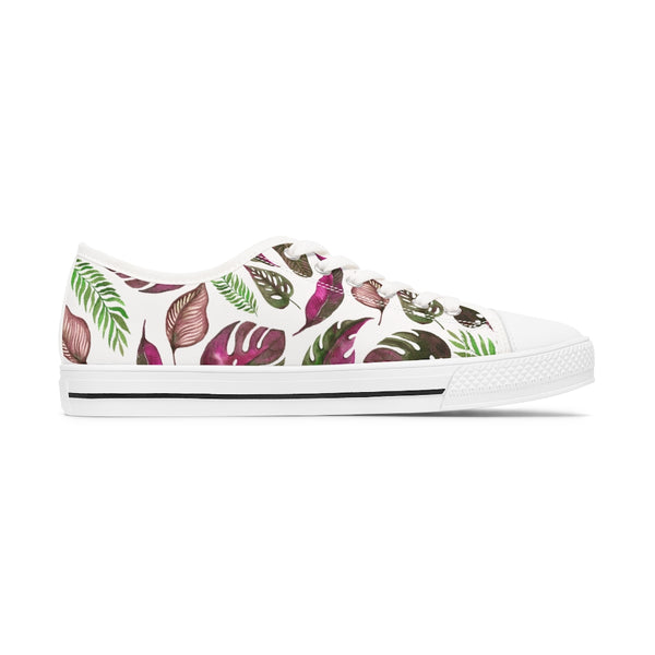 Pink Tropical Plant Leaves - Women's Low Top Sneakers