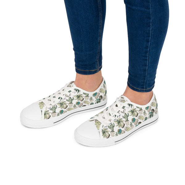 Retro Succulent - Women's Low Top Sneakers