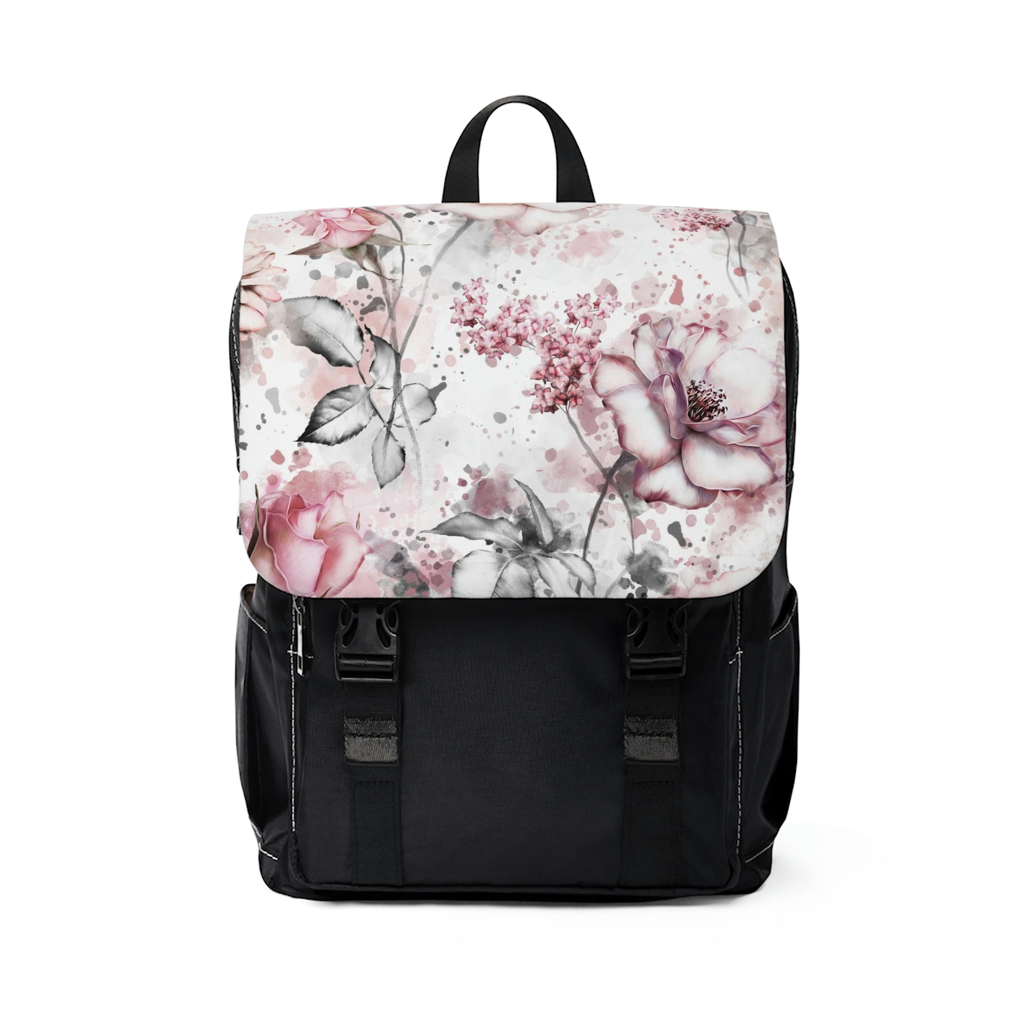 Pale Pink florals - Shoulder Backpack