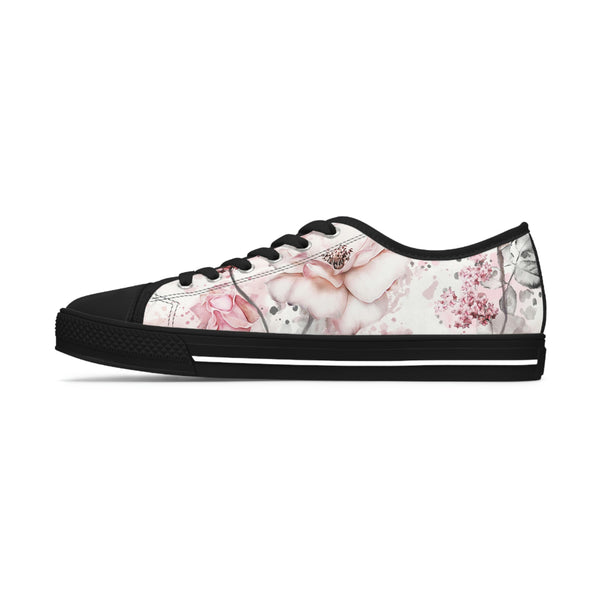 Pale Pink florals - Women's Low Top Sneakers