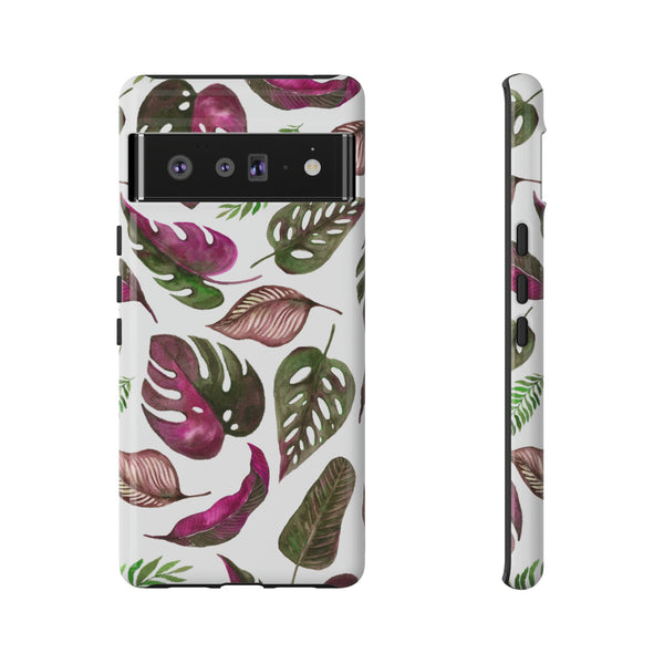 Pink & White Tropical Leaves - Tough Case
