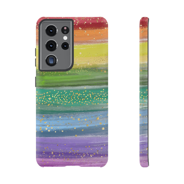 Rainbow Glitter Brush Strokes- PRIDE collection - Tough Case