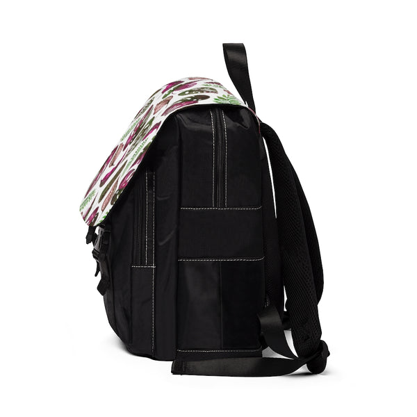 Pink & White Tropical Leaves - Shoulder Backpack