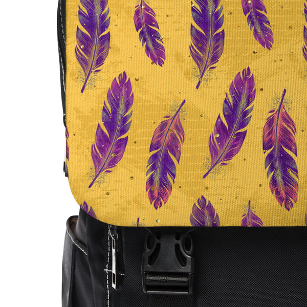 Purple Feathers - Shoulder Backpack