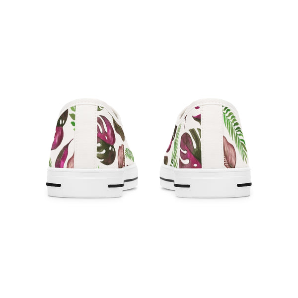 Pink Tropical Plant Leaves - Women's Low Top Sneakers
