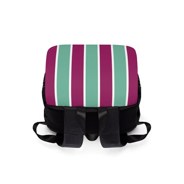 Mint & Maroon Stripe Backpack