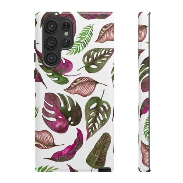 Pink & White Tropical Leaves - Tough Case