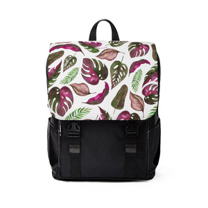 Pink & White Tropical Leaves - Shoulder Backpack
