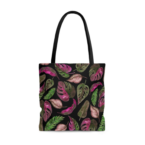 Pink & Black Tropical Leaves - Tote Bag