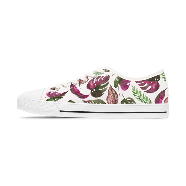 Pink Tropical Plant Leaves - Women's Low Top Sneakers