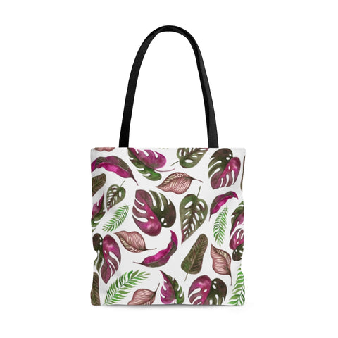 Pink & White Tropical Leaves - Tote Bag