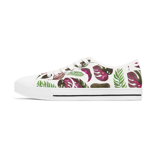 Pink Tropical Plant Leaves - Women's Low Top Sneakers